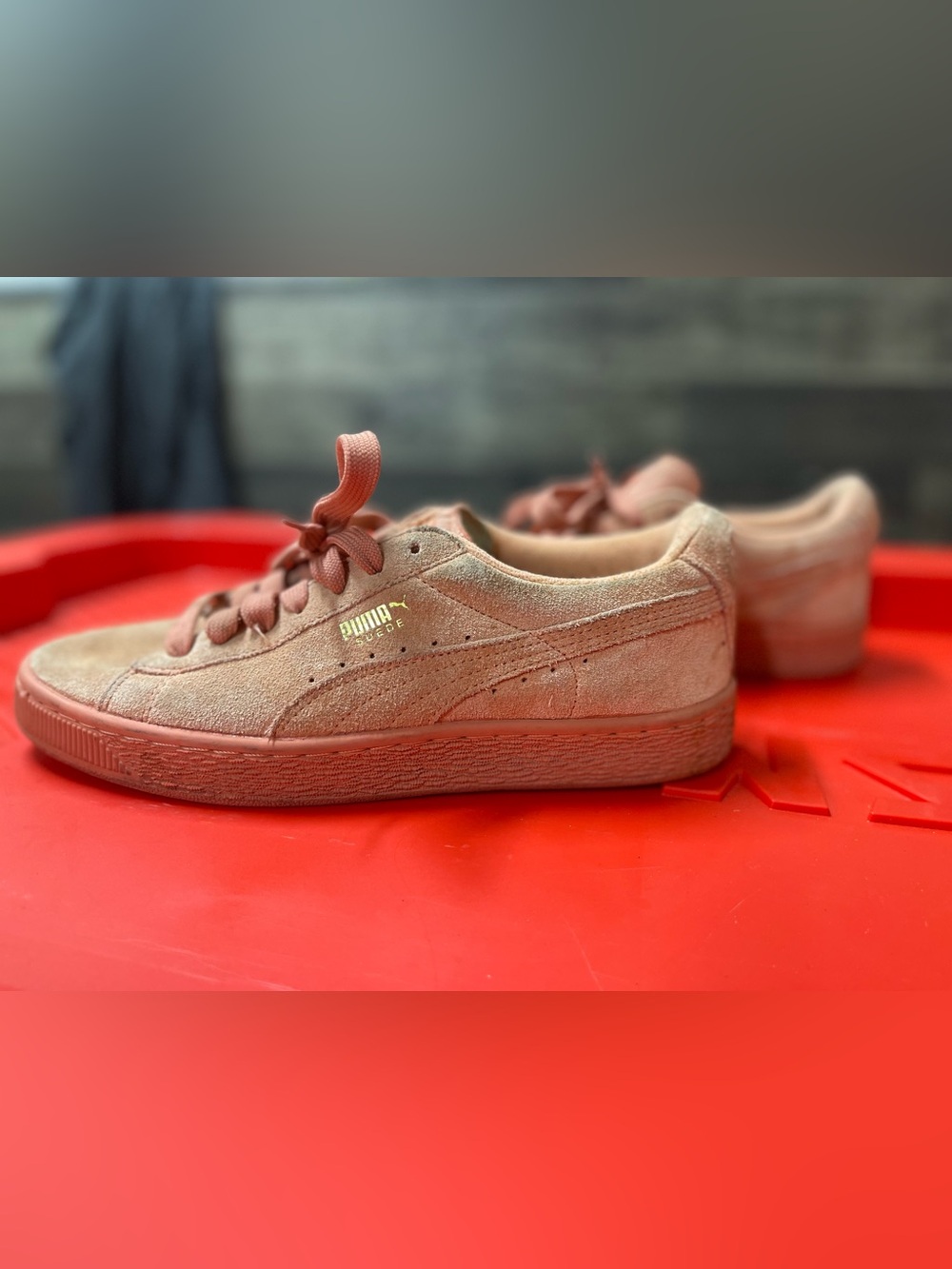 2 pairs Puma Kids Suede Sneakers in Dusty Rose light blue  with Gold Logo